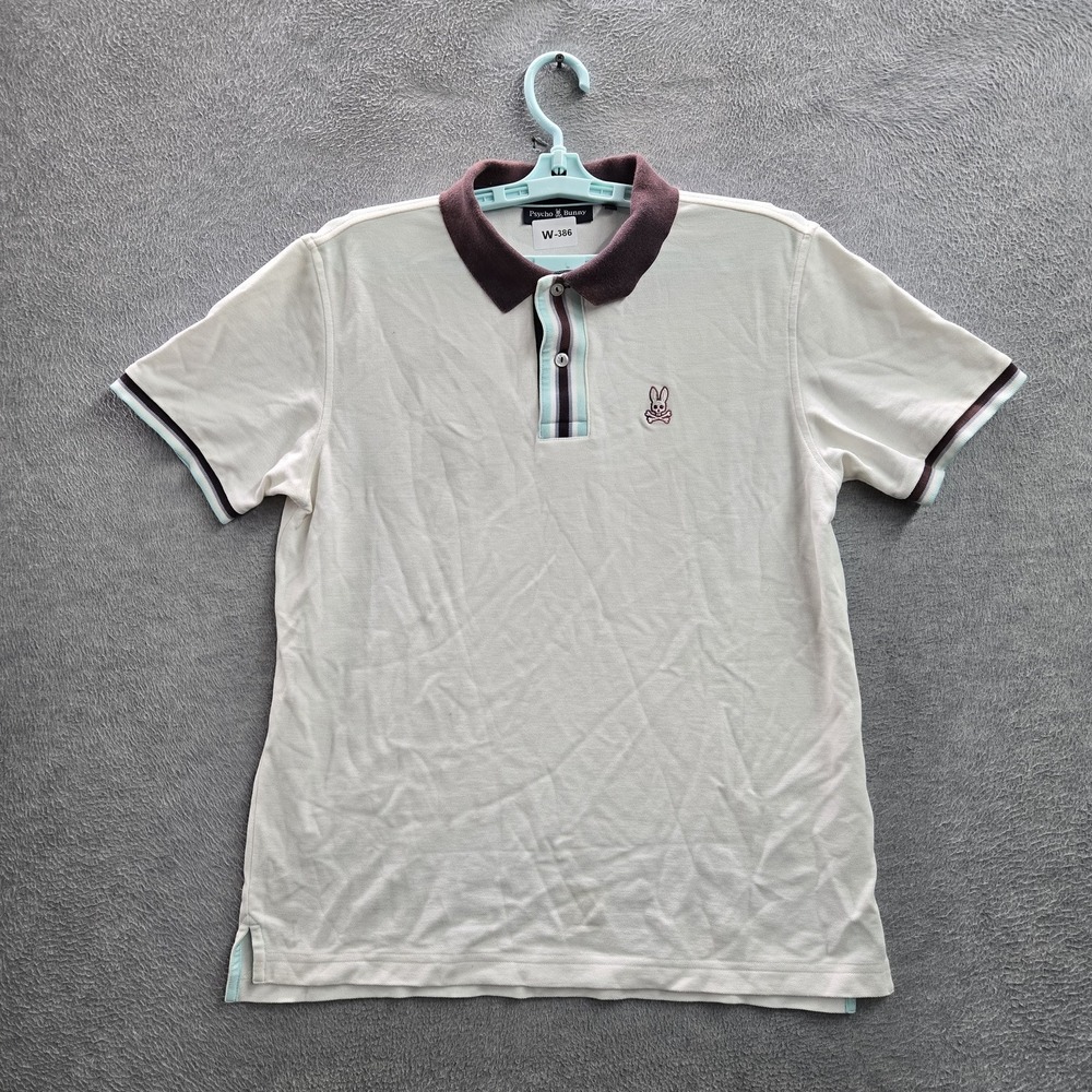 Psycho Bunny Men Polo 4 White Embroidered Short Sleeve Logo
